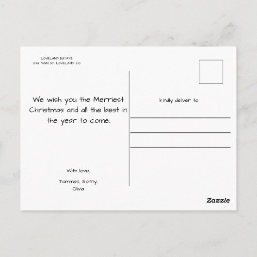 Kerstkonijn Peter  Briefkaart (Achterkant)