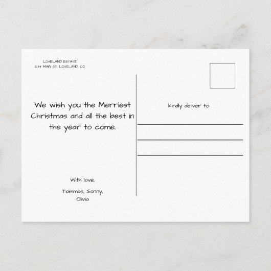 Kerstkonijn Peter  Briefkaart (Achterkant)