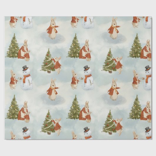 Kerstkonijn Peter  Cadeaupapier (Vlak)