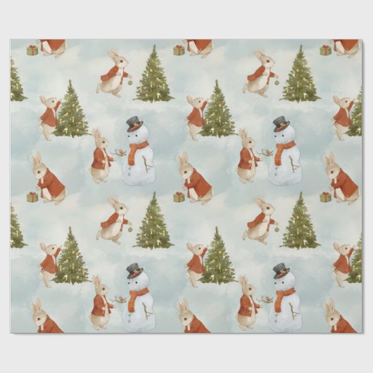 Kerstkonijn Peter  Cadeaupapier (Vlak)