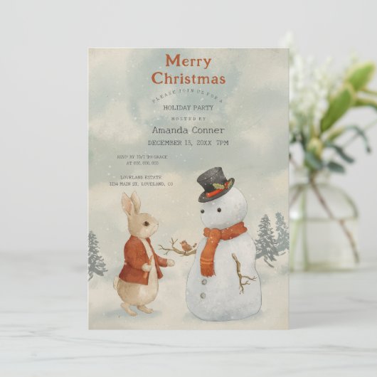 Kerstkonijn Peter Uitnodiging (Staand voorkant)