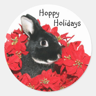 kerstkonijn ronde sticker