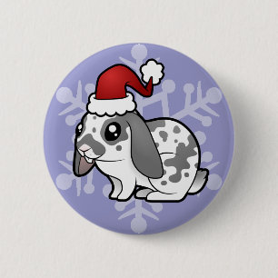Kerstkonijn (slappe oor gladde vacht) ronde button 5,7 cm