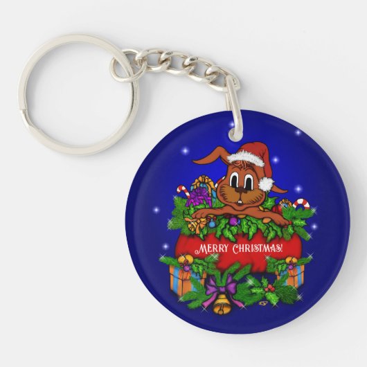 kerstkonijn sleutelhanger (Voorkant)