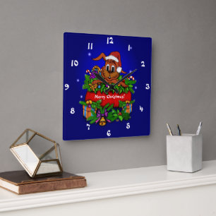 kerstkonijn vierkante klok