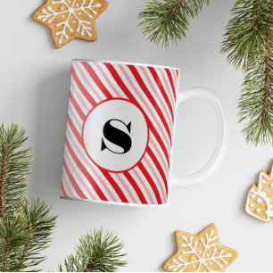 kerstkonijnenblad Stripe Monogram Koffiemok