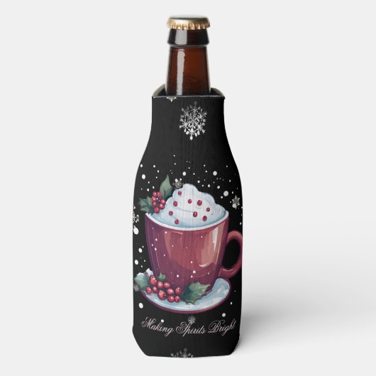 Kerstkop warme chocolademelk flesjeskoeler (Fles Voorkant)