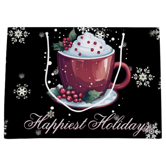 Kerstkop warme chocolademelk groot cadeauzakje (Voorkant)