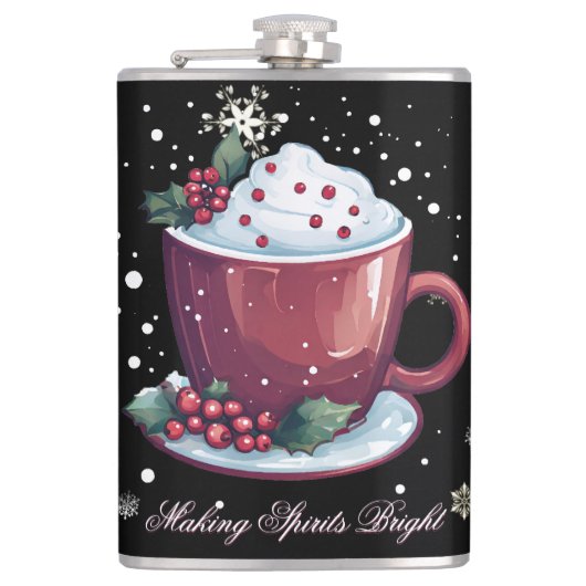 Kerstkop warme chocolademelk heupfles (Voorkant)