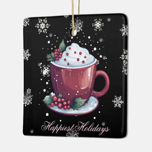 Kerstkop warme chocolademelk keramisch ornament (Links)
