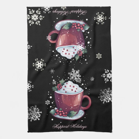 Kerstkop warme chocolademelk theedoek (Verticaal)