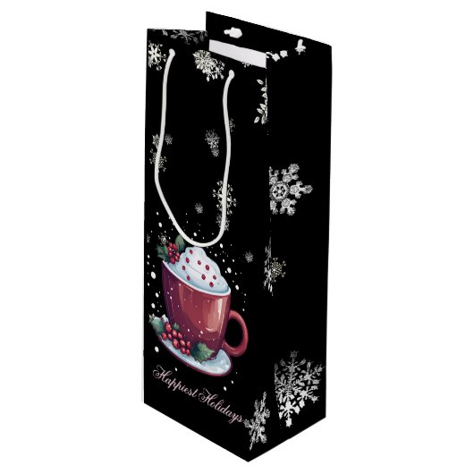 Kerstkop warme chocolademelk wijn cadeautas (Voorkant Gekanteld)