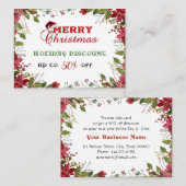 Kerstkorting Rode Witte Poinsettia Frame Kortingskaartje (Voorkant / Achterkant)