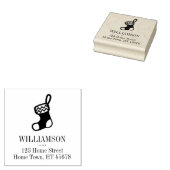 Kerstkous Familie Naam en Retouradres Rubberstempel (Gestempeld)
