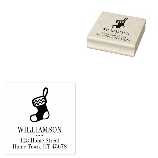 Kerstkous Familie Naam en Retouradres Rubberstempel (Gestempeld)
