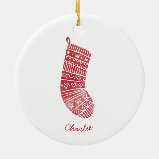 Kerstkous Gepersonaliseerde naam Rood Wit Keramisch Ornament (Achterkant)