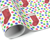 Kerstkous met kleurrijke Stippen Cadeaupapier (Rol Hoek)