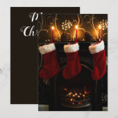 Kerstkous op de open haard feestdagenkaart (Voorkant / Achterkant)