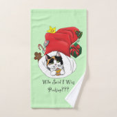 Kerstkous Schattige Calico Kitten Bad Handdoek (Handdoek)