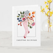 Kerstkous, Waterverf Print Kaart (Gele Bloem)