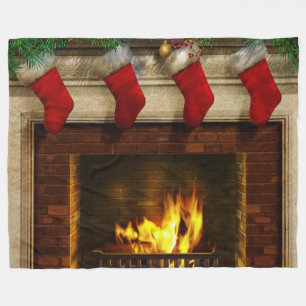 kerstkousen en Fireplace Fleece Blanket