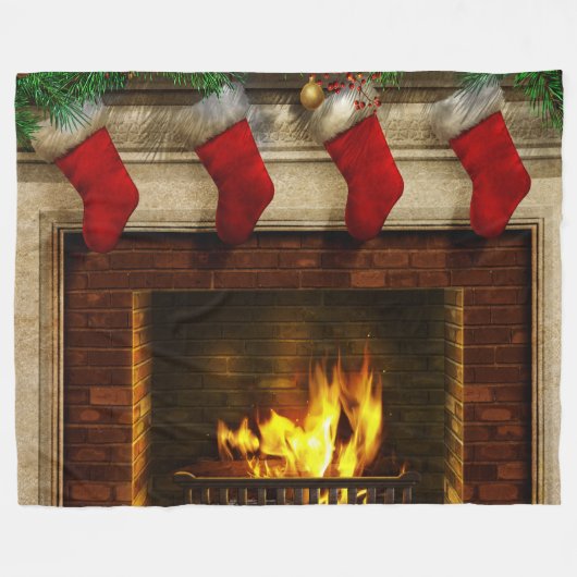 kerstkousen en Fireplace Fleece Blanket Deken (Voorkant (Horizontaal))
