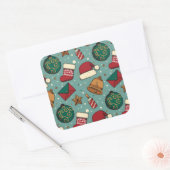 kerstkousen en kerstmanden vierkante sticker (Envelop)