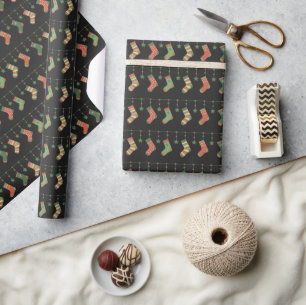 kerstkousen, rode groene bruine grond cadeaupapier