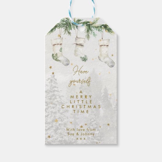 Kerstkousen wintervakantie cadeau labels cadeaulabel (Voorkant)