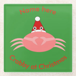 kerstkrab aangepast glas Onderzetter