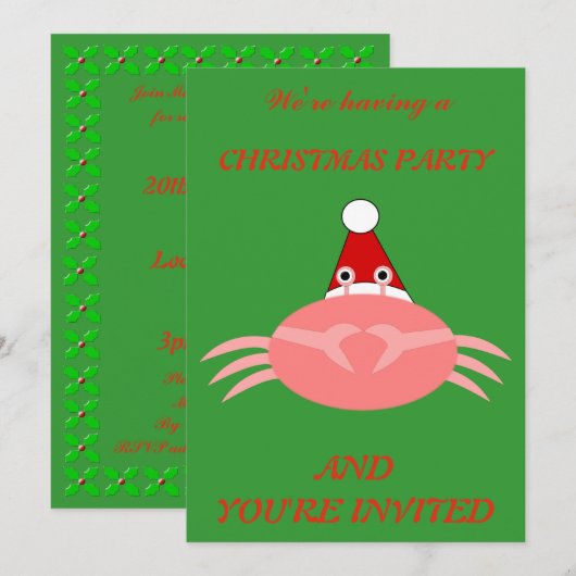 kerstkrab - Aangepaste uitnodiging (Voorkant / Achterkant)