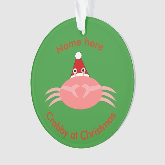 Kerstkrab Acrylversiering Ornament (voorkant)