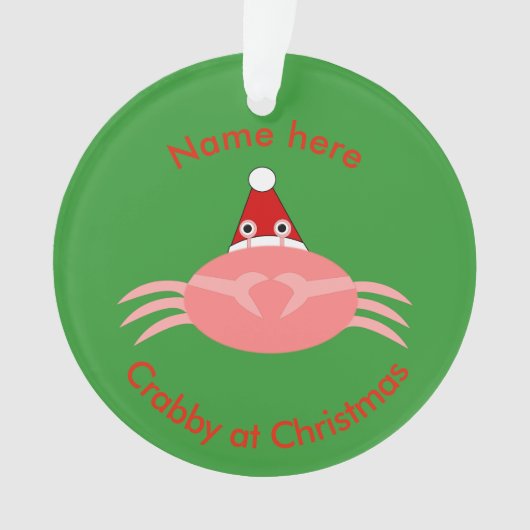 Kerstkrab Acrylversiering Ornament (voorkant)