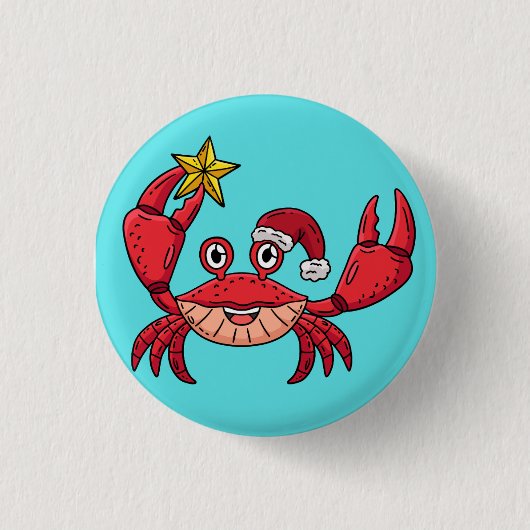 Kerstkrab Ronde Button 3,2 Cm (Voorkant)