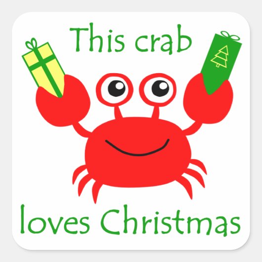 kerstkrab vierkante sticker (Voorkant)