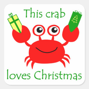 kerstkrab vierkante sticker