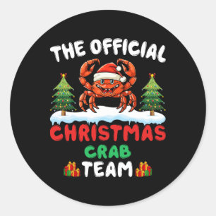 Kerstkrabteam - Krab met kerstmuts Kerstmis Ronde Sticker