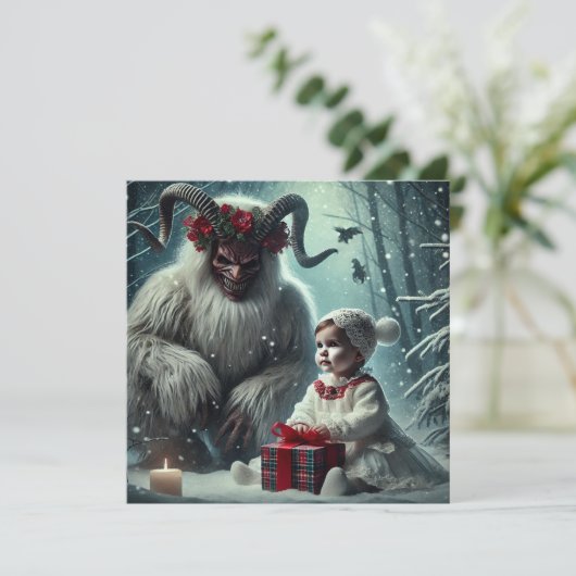 kerstkrampus feestdagenkaart (Staand voorkant)