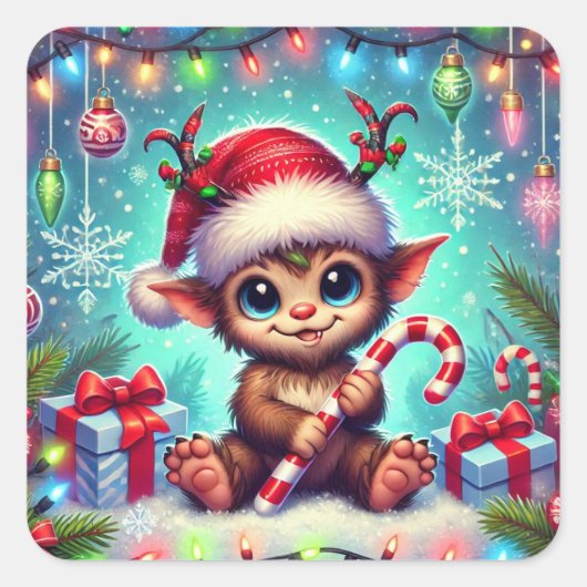 kerstkrampus Sticker (Voorkant)