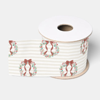 Kerstkrans aquarelstreep (crème) vintage grosgrain lint