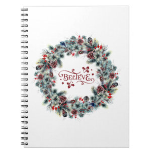 Kerstkrans BELIEVE Typografie Notitieboek