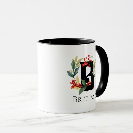 Kerstkrans Bessen Initiaal Letter B Mok (Voorkant rechts)