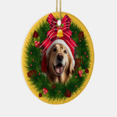 Kerstkrans Custom Dog Modern Schattige Huisdier Fo Keramisch Ornament (Rechts)