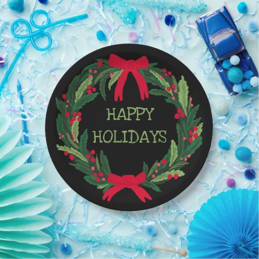 Kerstkrans CUSTOM Hand getrokken Vakantie Papieren Bordje (Feest)