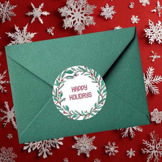 Kerstkrans CUSTOM Hand getrokken Vakantie Vierkante Sticker