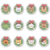 Kerstkrans Dieren Sticker (Voorkant)