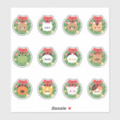 Kerstkrans Dieren Sticker (Vel)