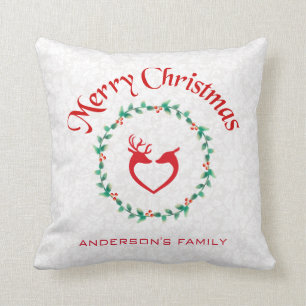 Kerstkrans en hartvormig hert kussen