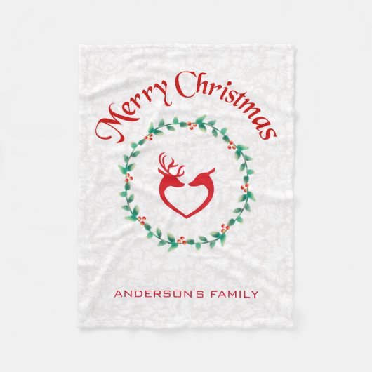 Kerstkrans en herten fleece deken (Voorkant)