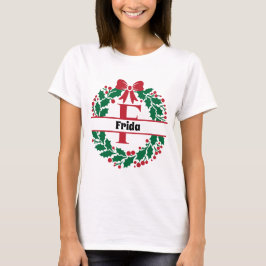 Kerstkrans Familie Bijpassende Naam letter F T-shirt